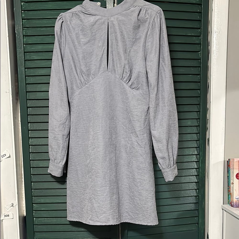 Sage Gray Long Sleeve Mock Neck Dress